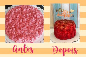 da série ninguém nasce sabendo: Foto do antes e depois de bolos do confeiteiro Jhonatas Felipe
