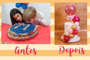 da série ninguém nasce sabendo: Foto do antes e depois de bolos da confeiteira Lilian Kuster